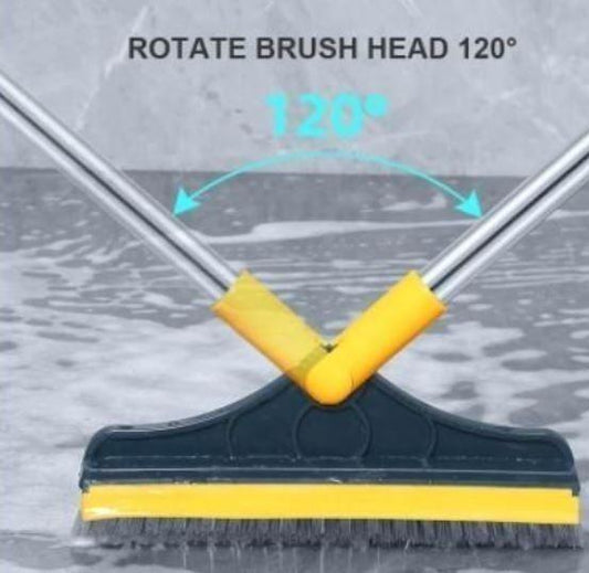 2-in-1 Multipurpose Floor Brush with Long Handle & Wiper: Tackle Tough Dirt